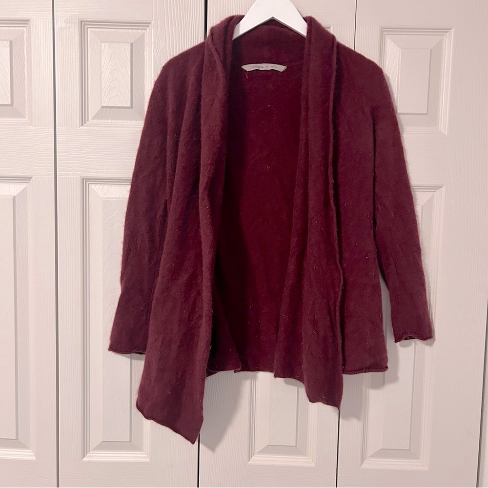 Athleta 100% Cashmere Long Sleeve Open Front Water Fall Pockets Sweater Cardigan